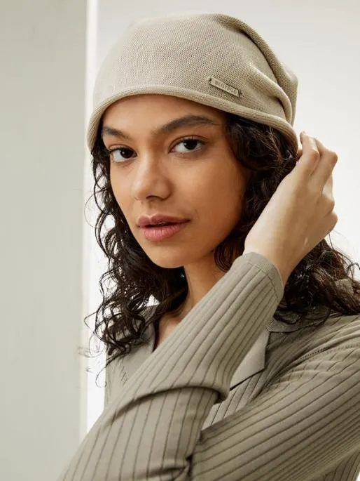 Lilysilk Versatile Metal Logo Silk Beanie Women Belts Hats