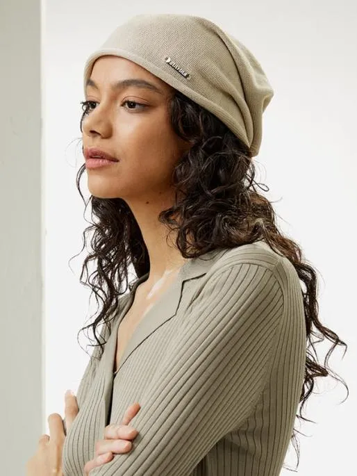 Lilysilk Versatile Metal Logo Silk Beanie Women Belts Hats