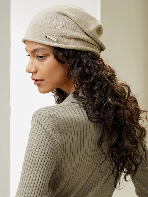 Lilysilk Versatile Metal Logo Silk Beanie Women Belts Hats