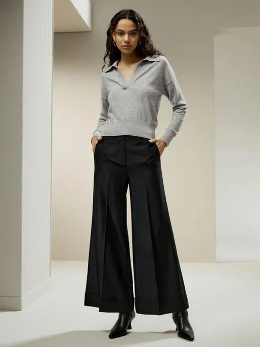 Lilysilk Wide Leg Silklined Wool Trousers Women Essentials