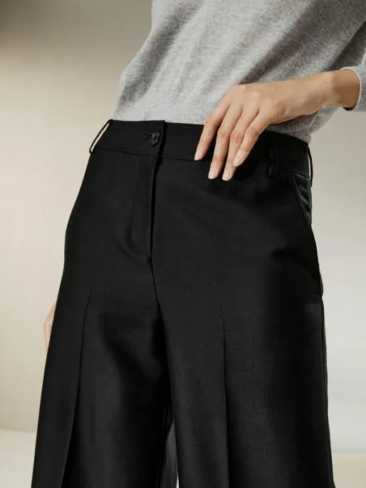 Lilysilk Wide Leg Silklined Wool Trousers Women Essentials