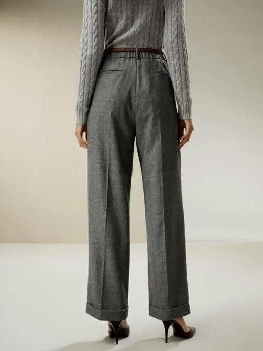Lilysilk Wide Leg Woolflannel Suit Trousers Women Knitwear