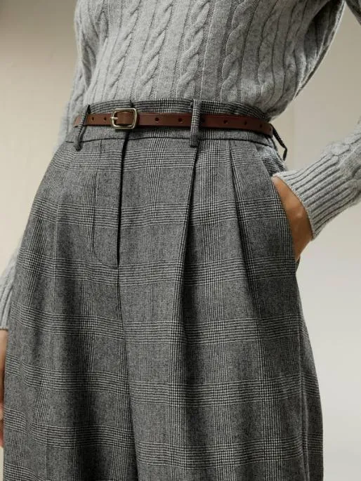 Lilysilk Wide Leg Woolflannel Suit Trousers Women Knitwear