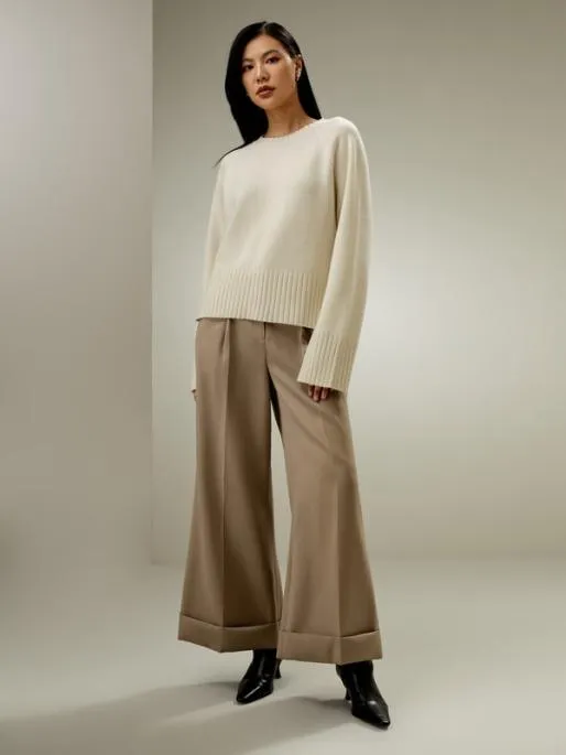 Lilysilk WoolBlend Crew Neck Sweater Women Knitwear