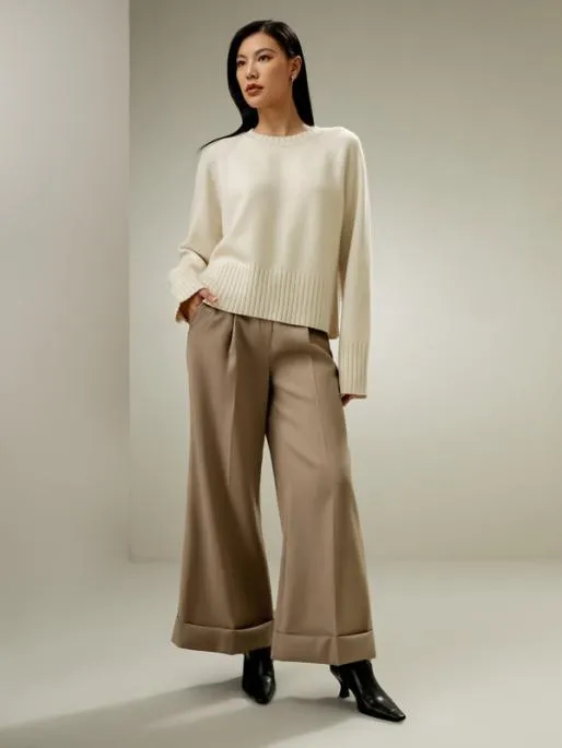 Lilysilk WoolBlend Crew Neck Sweater Women Knitwear