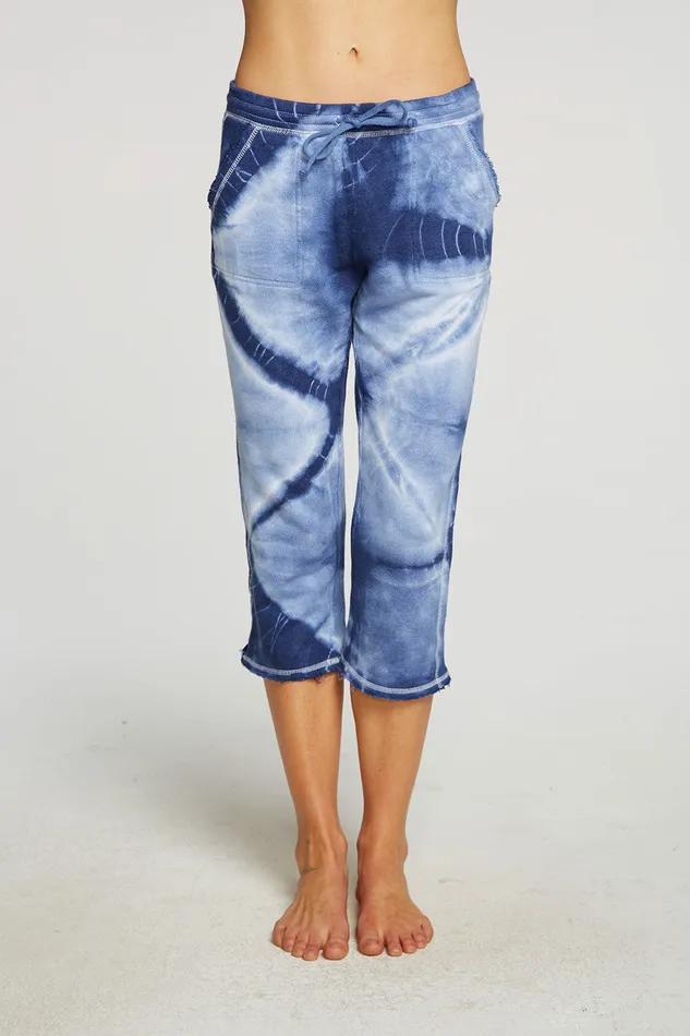 Linen French Terry Cropped Relaxed Raw Edge Jogger Loungewear Chaser Brand Womens