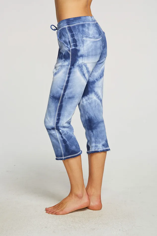 Linen French Terry Cropped Relaxed Raw Edge Jogger Loungewear Chaser Brand Womens