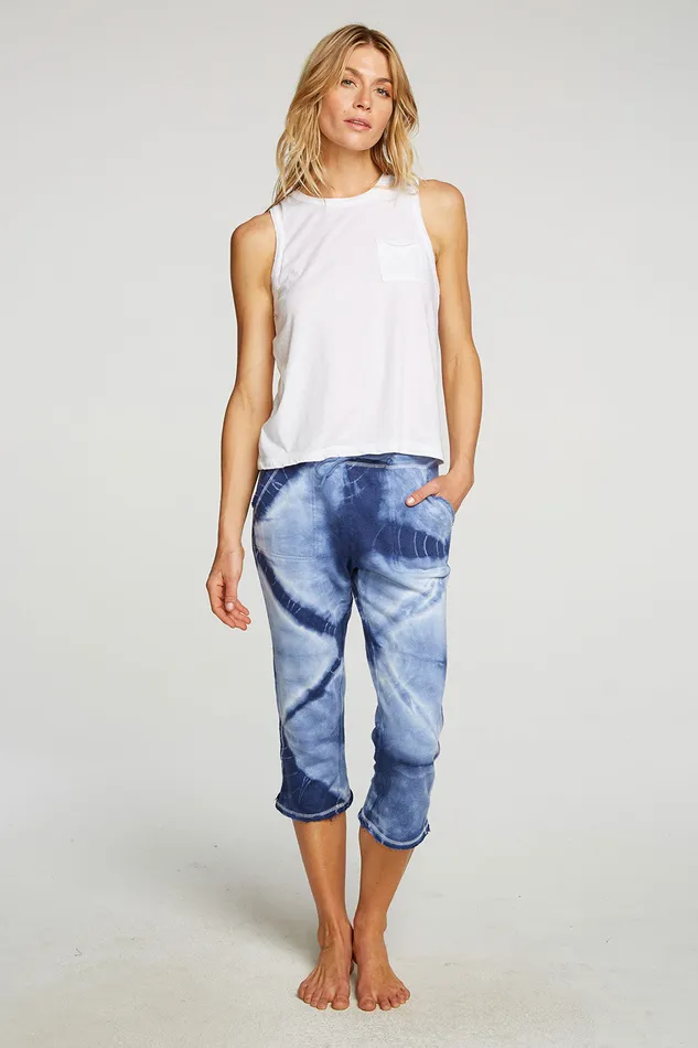 Linen French Terry Cropped Relaxed Raw Edge Jogger Loungewear Chaser Brand Womens