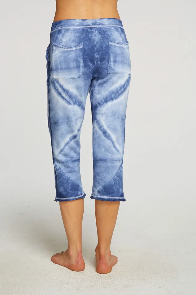 Linen French Terry Cropped Relaxed Raw Edge Jogger Loungewear Chaser Brand Womens