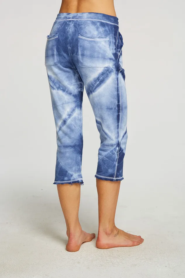 Linen French Terry Cropped Relaxed Raw Edge Jogger Loungewear Chaser Brand Womens