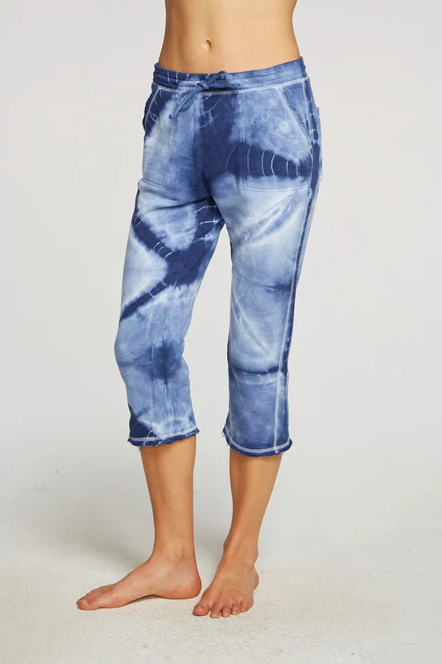 Linen French Terry Cropped Relaxed Raw Edge Jogger Loungewear Chaser Brand Womens