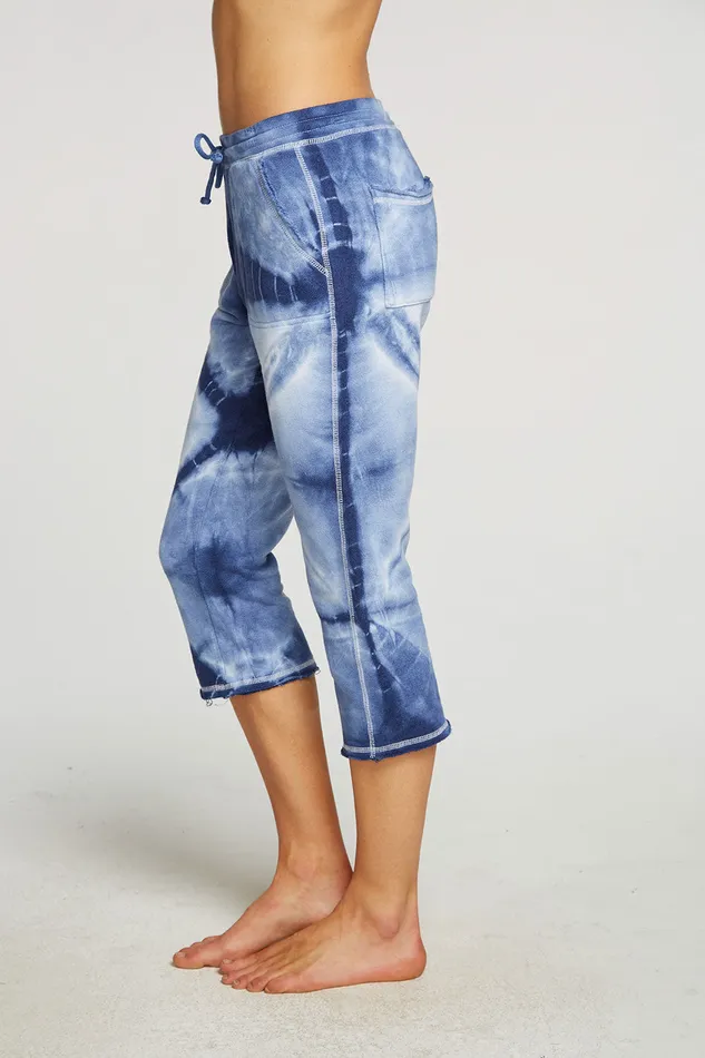 Linen French Terry Cropped Relaxed Raw Edge Jogger Loungewear Chaser Brand Womens