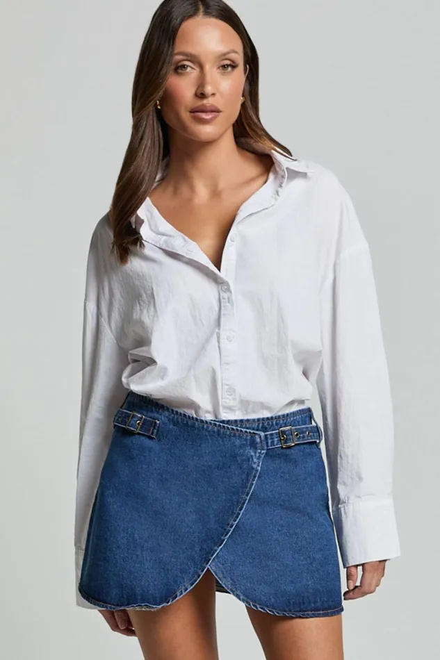 Lioness 8211 Anja Mini Skirt In Dark Denim Women Showpo Denim