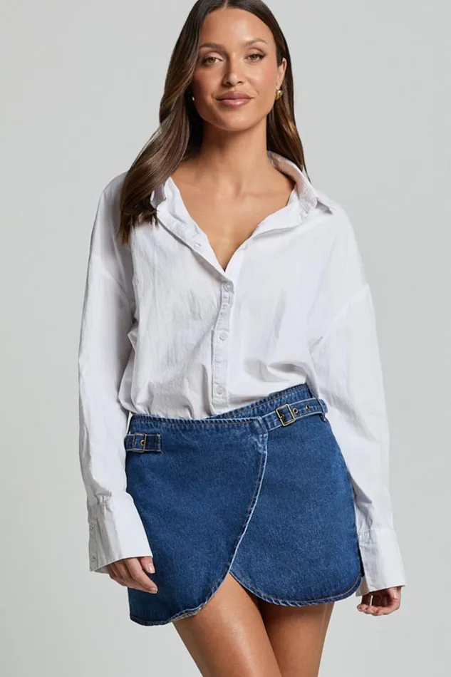 Lioness 8211 Anja Mini Skirt In Dark Denim Women Showpo Denim