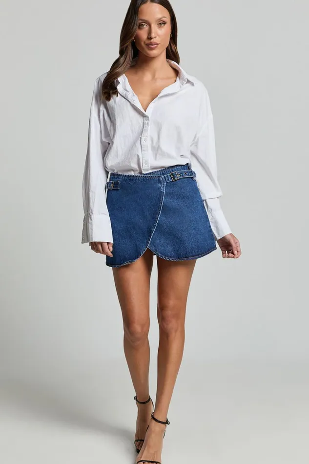 Lioness 8211 Anja Mini Skirt In Dark Denim Women Showpo Denim
