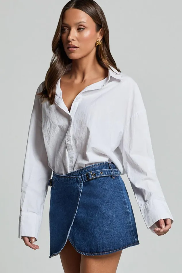 Lioness 8211 Anja Mini Skirt In Dark Denim Women Showpo Denim