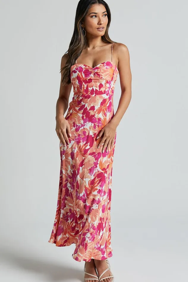 Lochlan Midi Dress 8211 Cup Bust Sleeveless Dress In Pink Floral Women Showpo Dresses