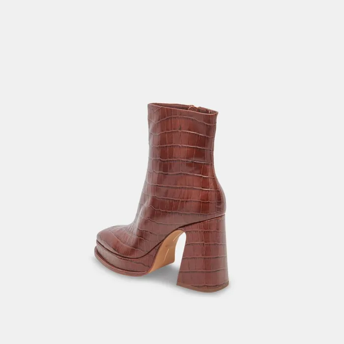 Lochly Boots Walnut Embossed Leather Women Dolce Vita Boots and Booties