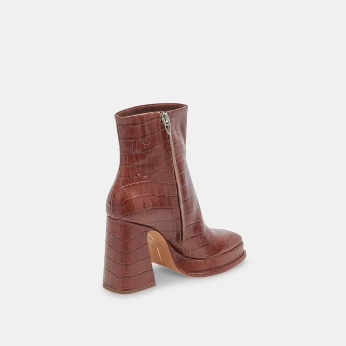 Lochly Boots Walnut Embossed Leather Women Dolce Vita Boots and Booties