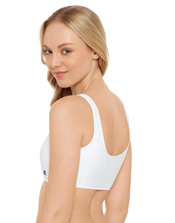 Longline Tank Bathing Suit Top Striped Print C Logo White Women Champion Swimwear