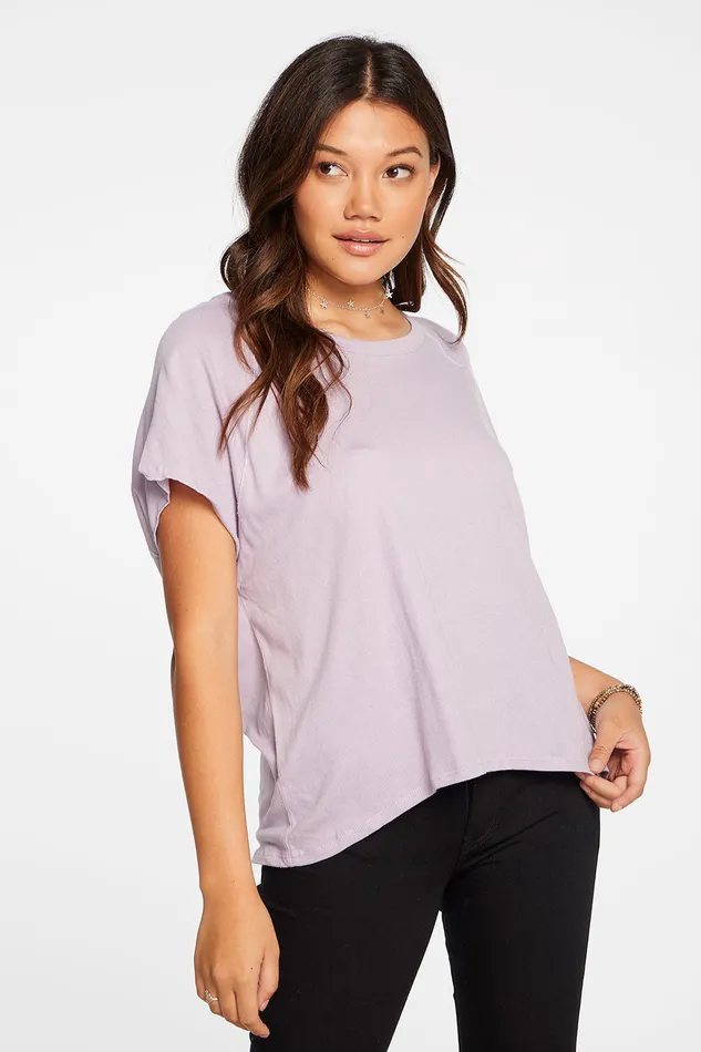 Loungewear Gauzy Cotton Cap Sleeve Hi Lo Raglan Tee in Hydrangea Purple 8211 Chaser Brand Womens Loungewear Gauzy Cotton Cap Sleeve Hi Lo Raglan Tee in Hydrangea Purple 8211 Chaser Brand Womens
