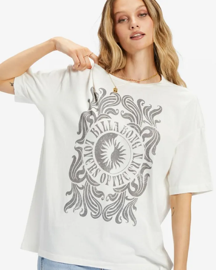 Lovers Of The Sun TShirt Salt Crystal Women Billabong Graphic Tees and Tanks