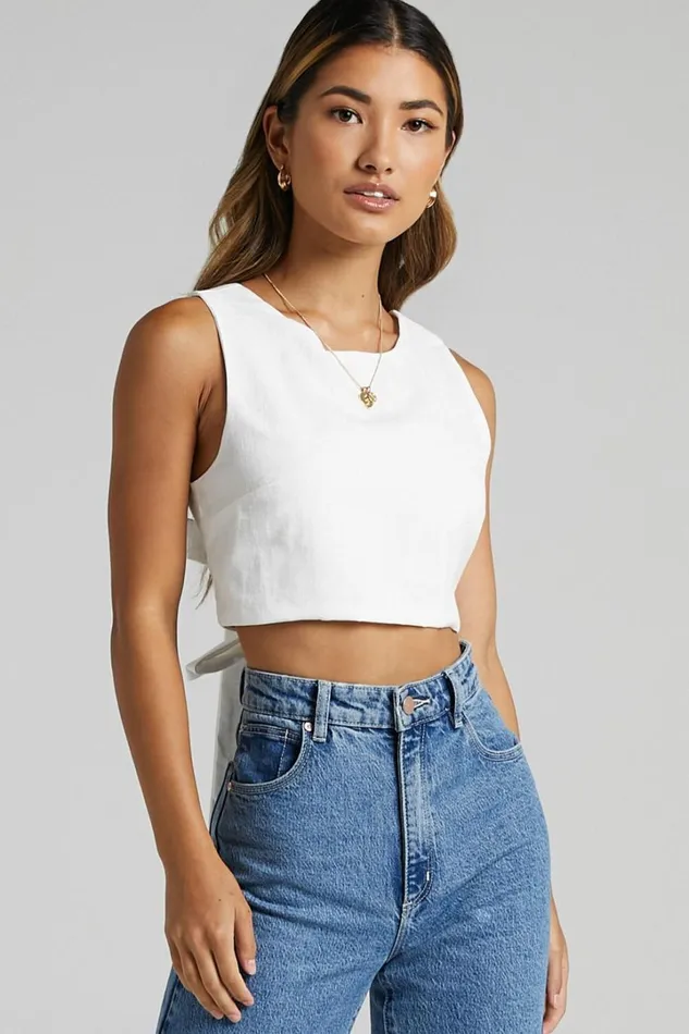 Loxley Top 8211 Tie Up Top In White Women Showpo Tops