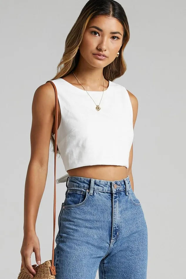 Loxley Top 8211 Tie Up Top In White Women Showpo Tops