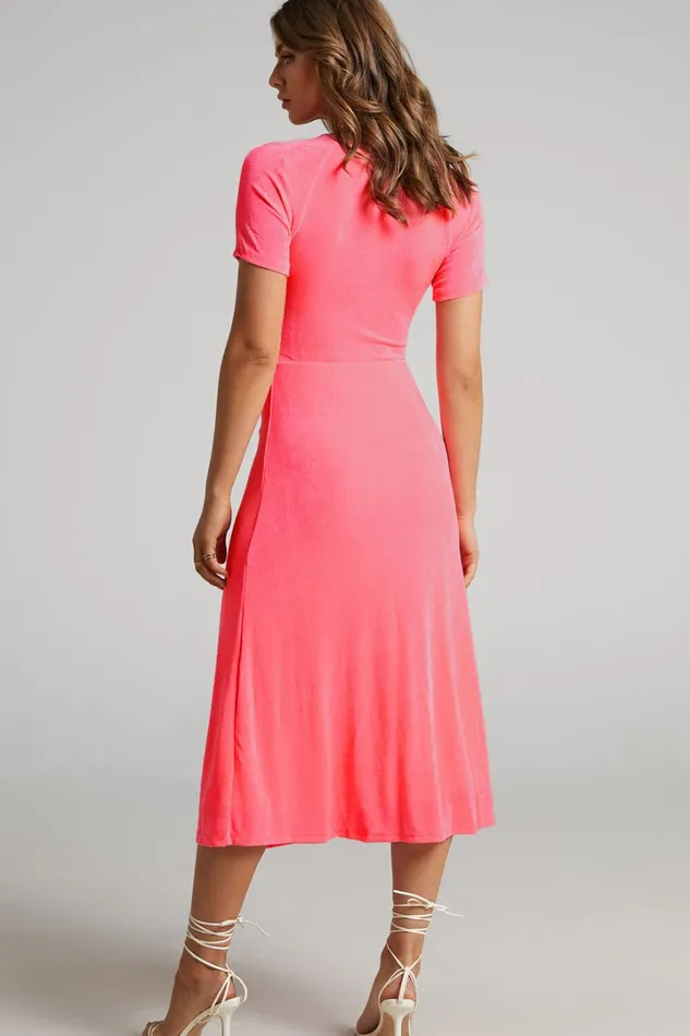 Lyanna Midi Dress 8211 Cut Out Dress In Neon Pink Women Showpo Dresses