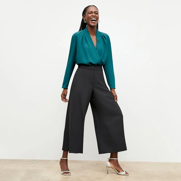 M M LaFleur Pants Women The Zhou Culotte 8211 Eco Heavy Soft Wave Black
