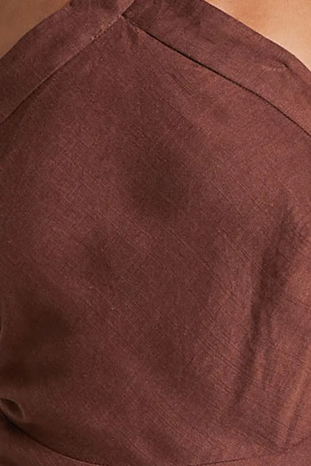 Maelynn Midi Dress 8211 Linen Look Twist Halter Neck Low Back Slip Dress In Chocolate Women Showpo Dresses