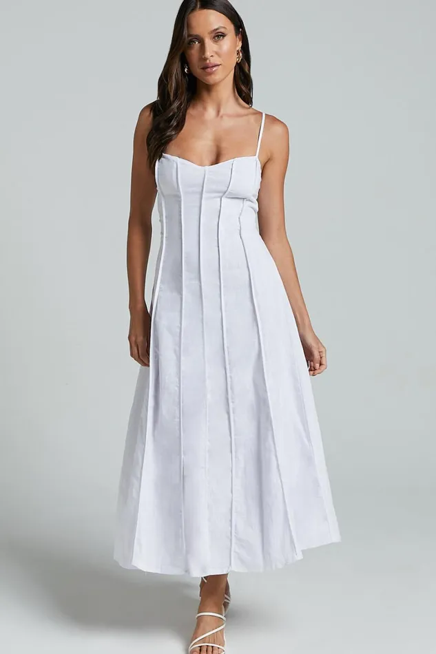 Maiyhen Midi Dress 8211 Strappy Sweetheart Neck A Line Dress In White Women Showpo Dresses Maiyhen Midi Dress 8211 Strappy Sweetheart Neck A Line Dress In White Women Showpo Dresses