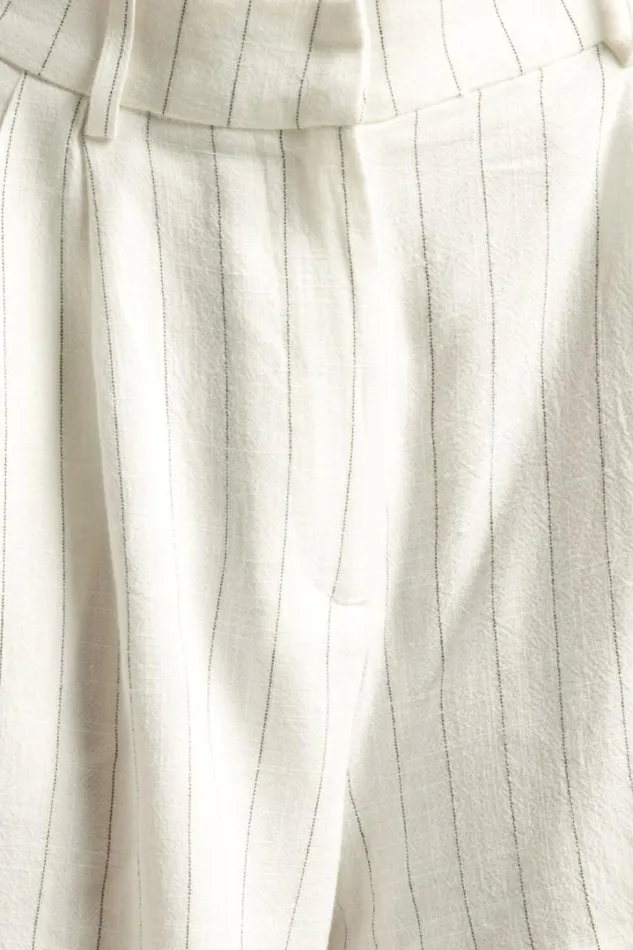 Manon Shorts 8211 Linen Look Tailored Pinstripe Shorts In White Women Showpo Shorts