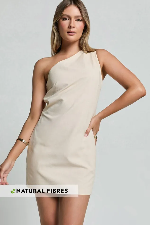 Mardelle Mini Dress 8211 Linen Look One Shoulder Shift Dress In Neutral Women Showpo Conscious Mardelle Mini Dress 8211 Linen Look One Shoulder Shift Dress In Neutral Women Showpo Conscious