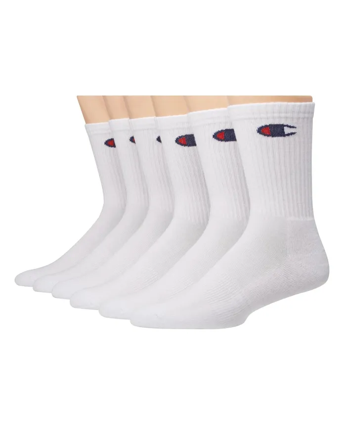 Men039S Crew Socks Extended Sizes 6Pairs White Men Champion Socks