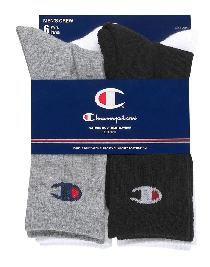 Men039S Crew Socks Extended Sizes 6Pairs White Men Champion Socks