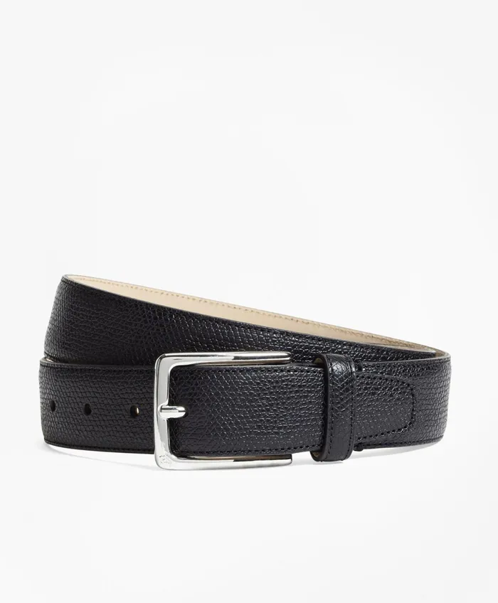 Men 1818 Textured Leather Belt Black Brooks Brothers Belts