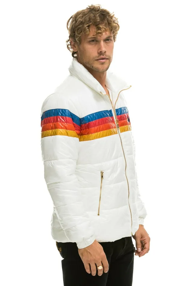 Men 4 STRIPE LUXE TRAVELER JACKET 8211 GLOSSY WHITE Aviator Nation Outerwear Men 4 STRIPE LUXE TRAVELER JACKET 8211 GLOSSY WHITE Aviator Nation Outerwear
