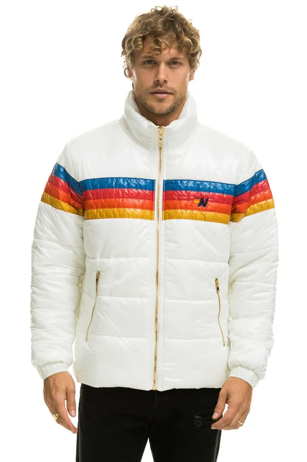 Men 4 STRIPE LUXE TRAVELER JACKET 8211 GLOSSY WHITE Aviator Nation Outerwear Men 4 STRIPE LUXE TRAVELER JACKET 8211 GLOSSY WHITE Aviator Nation Outerwear
