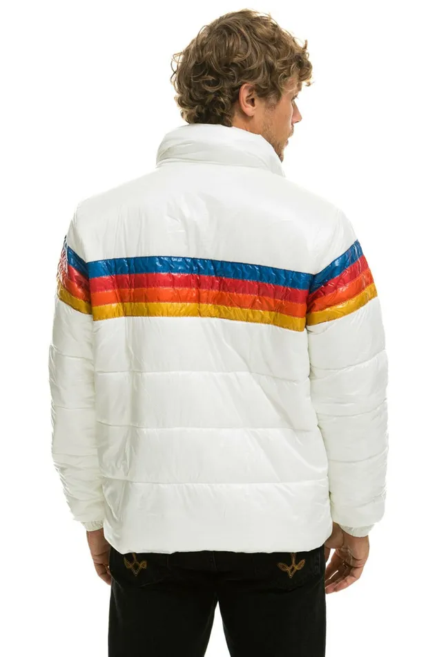 Men 4 STRIPE LUXE TRAVELER JACKET 8211 GLOSSY WHITE Aviator Nation Outerwear Men 4 STRIPE LUXE TRAVELER JACKET 8211 GLOSSY WHITE Aviator Nation Outerwear