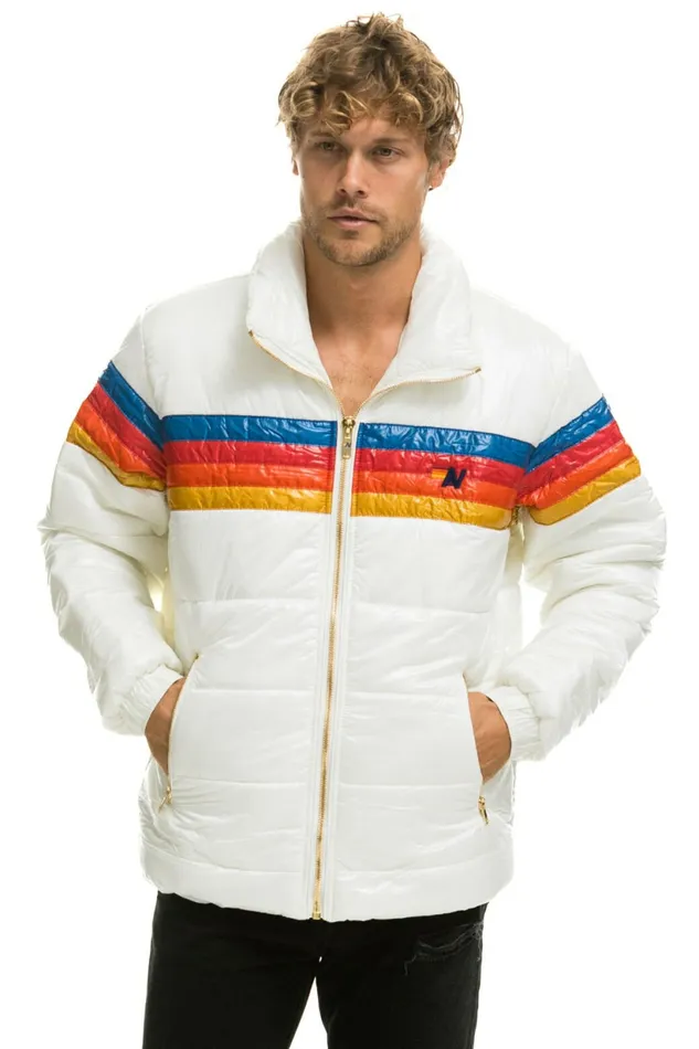 Men 4 STRIPE LUXE TRAVELER JACKET 8211 GLOSSY WHITE Aviator Nation Outerwear Men 4 STRIPE LUXE TRAVELER JACKET 8211 GLOSSY WHITE Aviator Nation Outerwear