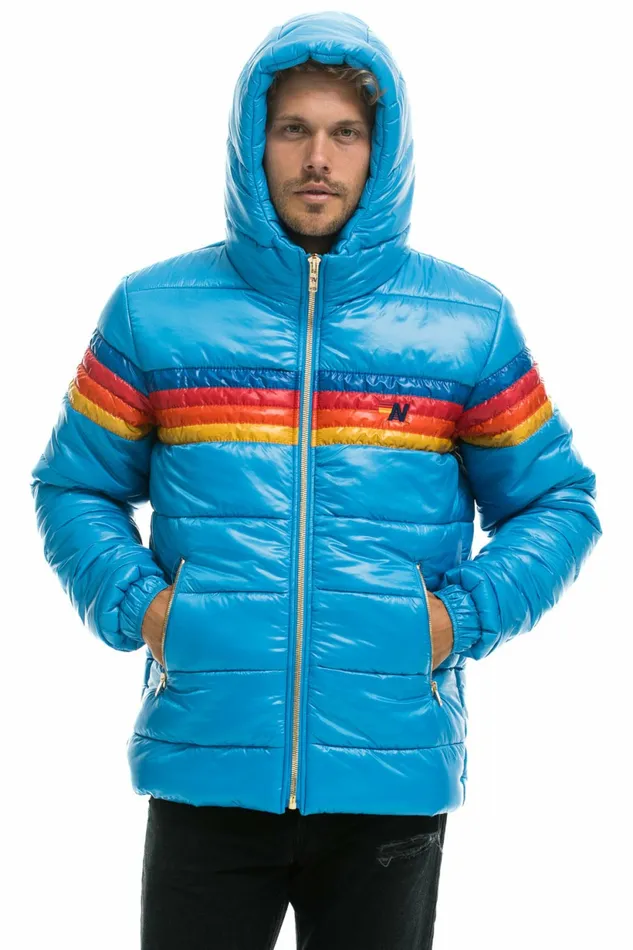 Men 4 STRIPE LUXE TREKKER JACKET 8211 GLOSSY OCEAN Aviator Nation Outerwear Men 4 STRIPE LUXE TREKKER JACKET 8211 GLOSSY OCEAN Aviator Nation Outerwear