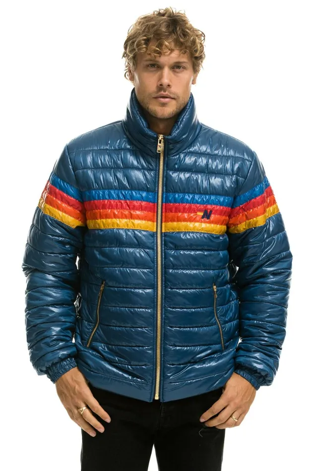 Men 4 STRIPE TRAVELER JACKET 8211 GLOSSY DEEP BLUE Aviator Nation Outerwear