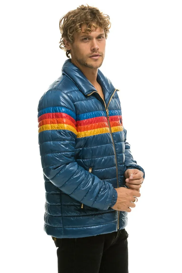 Men 4 STRIPE TRAVELER JACKET 8211 GLOSSY DEEP BLUE Aviator Nation Outerwear