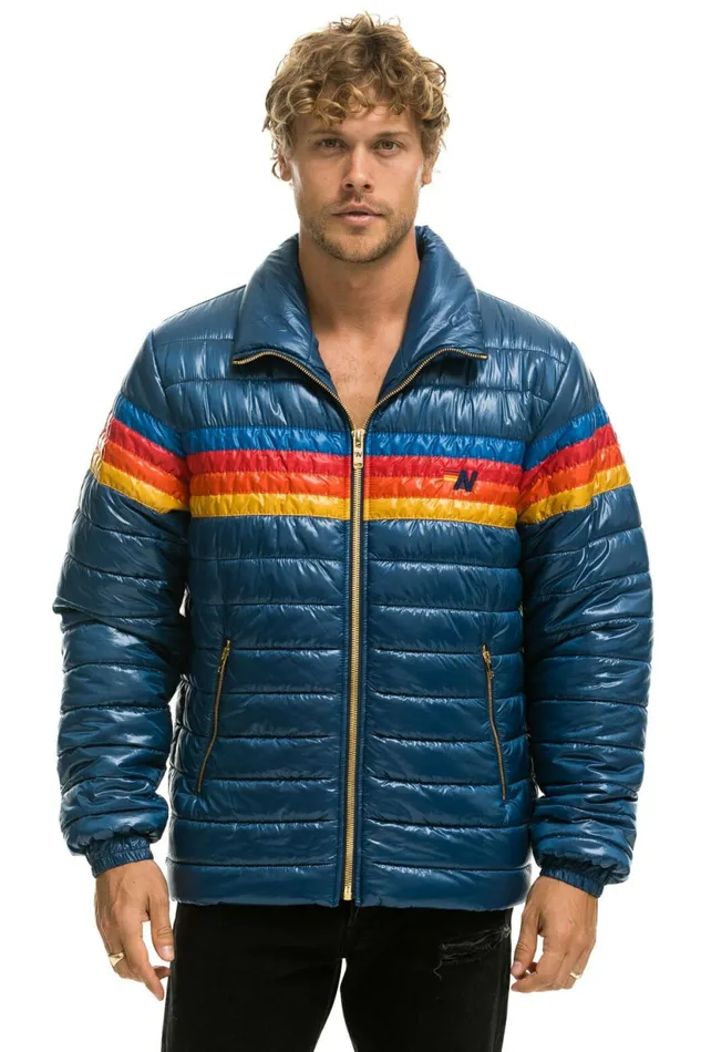 Men 4 STRIPE TRAVELER JACKET 8211 GLOSSY DEEP BLUE Aviator Nation Outerwear