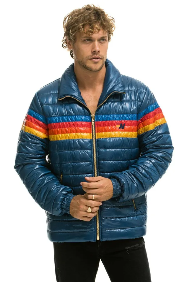 Men 4 STRIPE TRAVELER JACKET 8211 GLOSSY DEEP BLUE Aviator Nation Outerwear