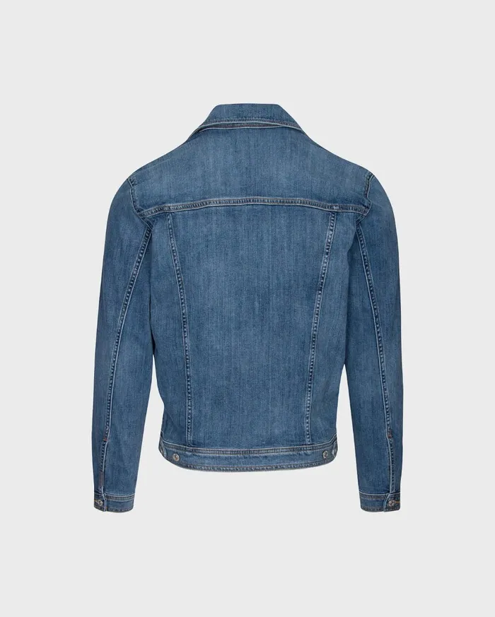 Men 7 For All Mankind Jackets 038 Coats Luxe Performance Trucker Jacket In Blue Bird