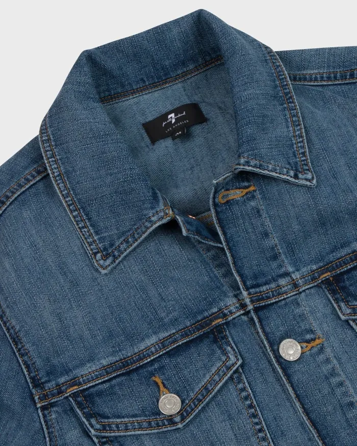 Men 7 For All Mankind Jackets 038 Coats Luxe Performance Trucker Jacket In Blue Bird