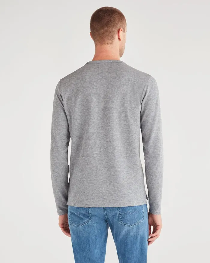 Men 7 For All Mankind Shirts Double Face Long Sleeve Crew Neck In Heather Black