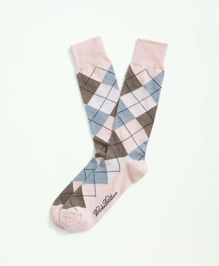 Men Argyle Crew Socks Pink Multi Brooks Brothers Sock